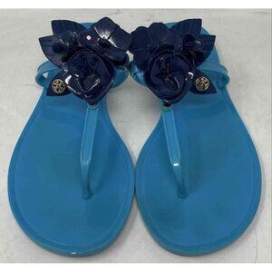 Tory Burch Blue Flower Jelly Sandals